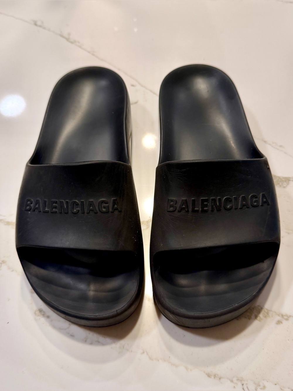 Balenciaga Chunky Slide Sandals Black Logo